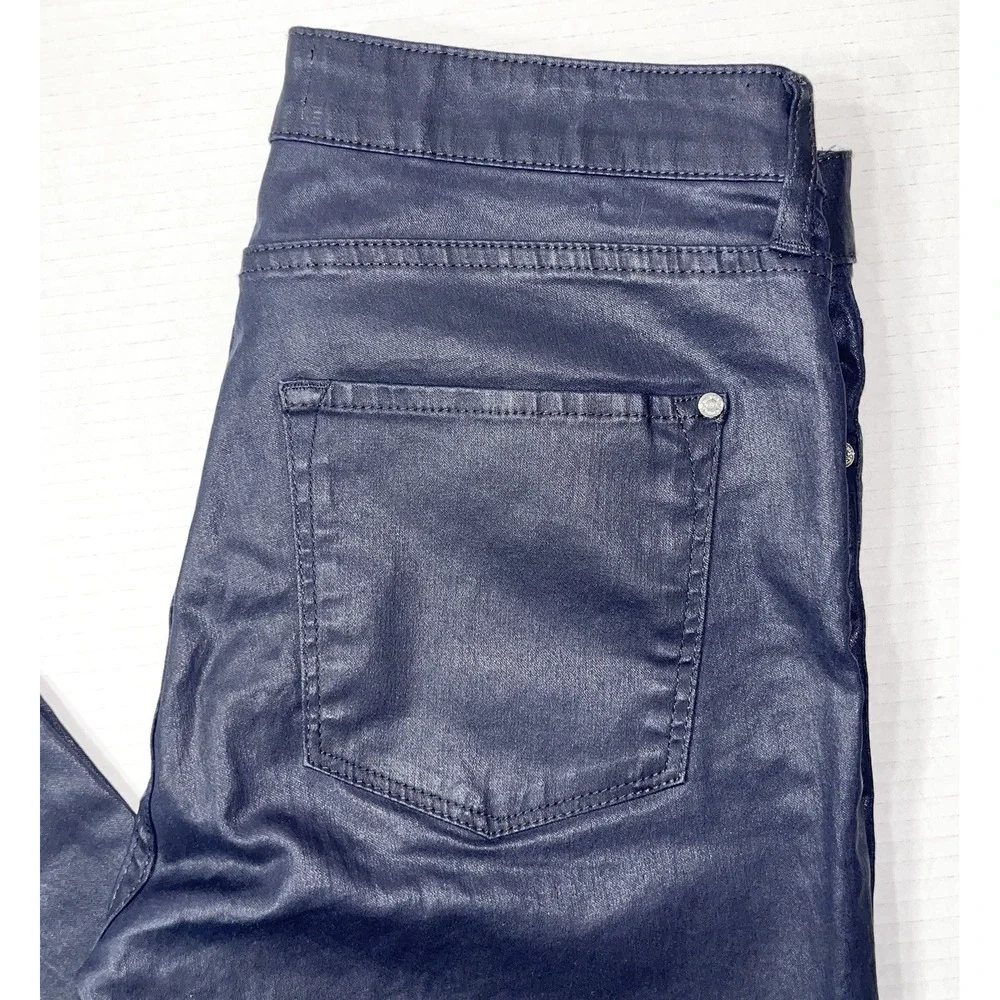 Mango Denim Jeans Women's 6 Blue Waxed Cotton Belle‎ Date Night